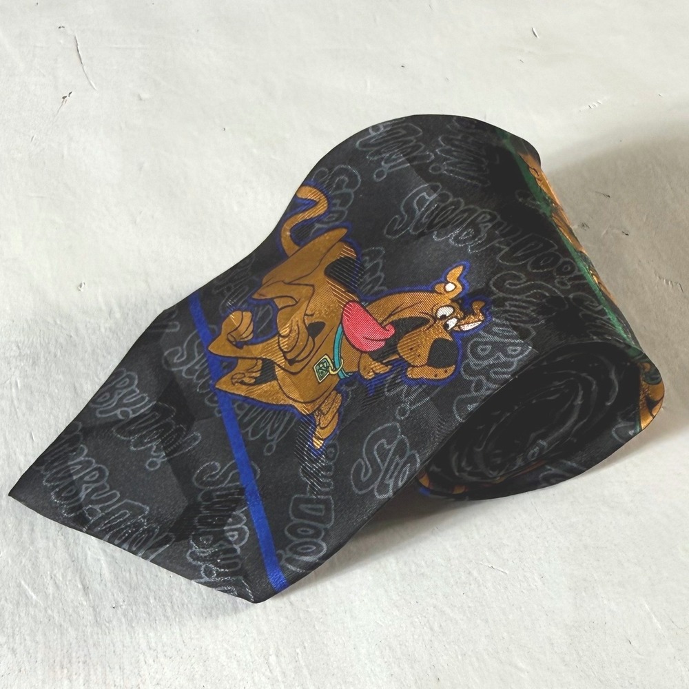 Scooby-Doo Wear Necktie Mens‎ Black 1998 Vintage 100% Silk Cartoon Network